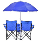 Portable Double Folding Beach Chair with Umbrella