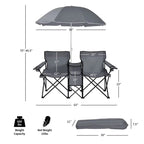 Portable Double Folding Beach Chair with Umbrella